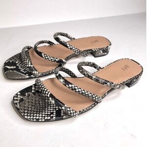 J.Jill Womens Kinsley‎ Black Grey Snakeskin Triple Band Sandals Shoe Size 10